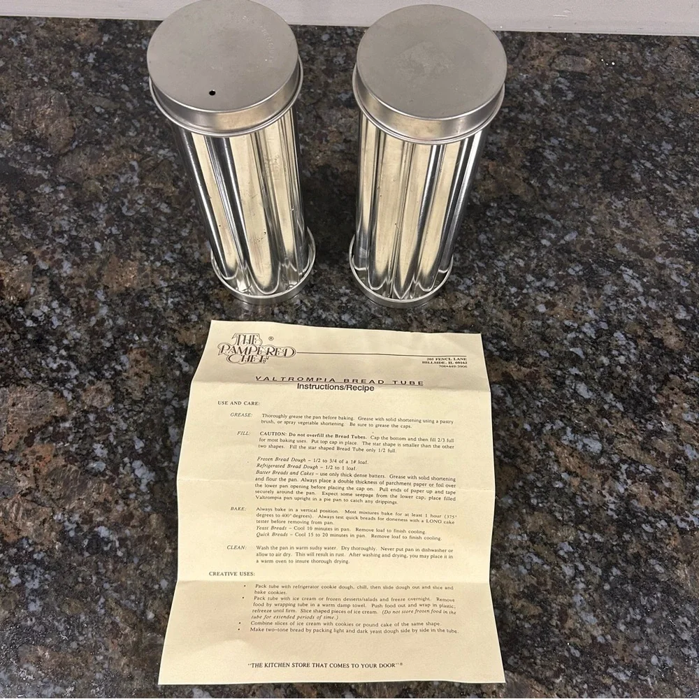 Lot of 2 Pampered Chef Valtrompia Bread Tube Flower Metal